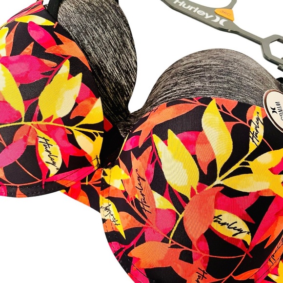 NWT Set of 2 Hurley Bra 36C Floral Laser Wings Underwire Padded Lined NEW - Picture 2 of 6